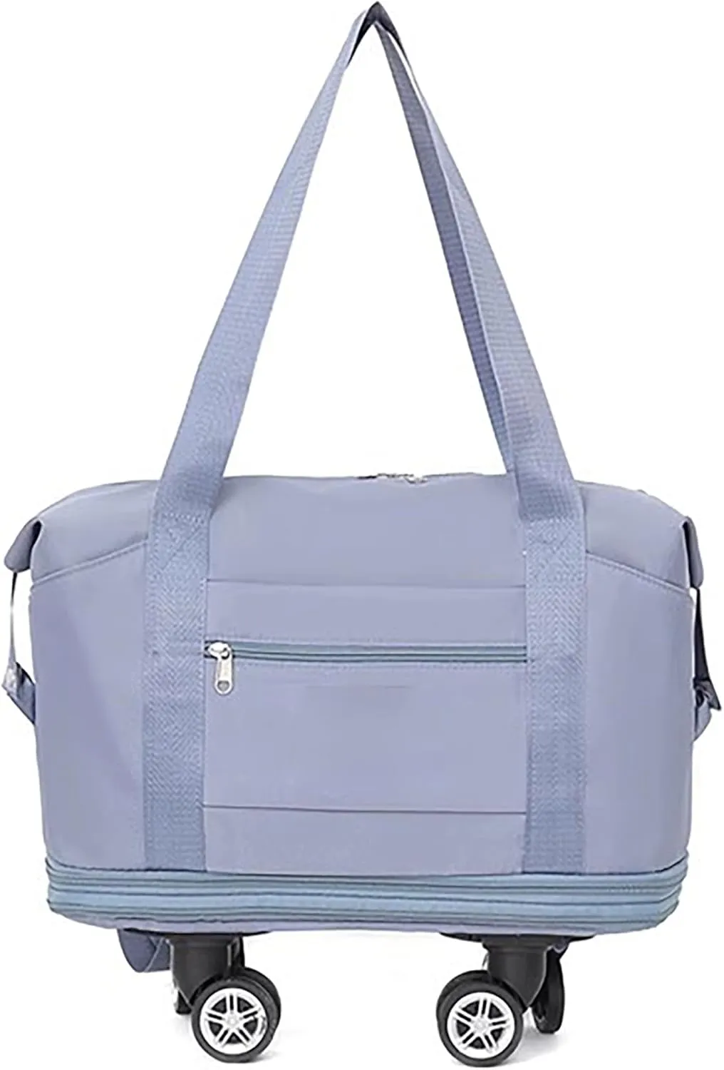 Expandable Wheeled Duffel Bag - Collapsible Luggage with 360° Silent Spinner Wheels & Retractable Handle, Water-Resistant Rolling Gym Bag for Travel/Fitness(Blue)