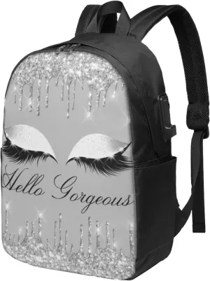 Eyelashes Silver Gray Drips Ergonomic Travel Laptop Backpack - Fashionable Usb Charging Men'S And Women'S Backpack, Work Gift, Leisure Day Bag