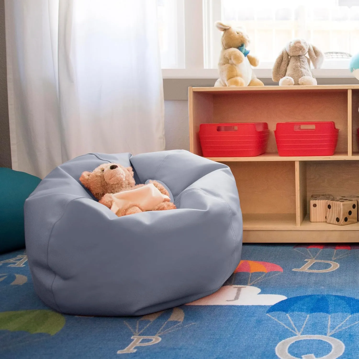 Factory Direct Partners 10477-GY SoftScape Classic 26" Junior Bean Bag Chair, Furniture for Kids, Libraries or Home - Gray