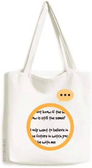 Famous Poetry Quote Future With You Expression Gift Sack Canvas Tote Shoulder Bag