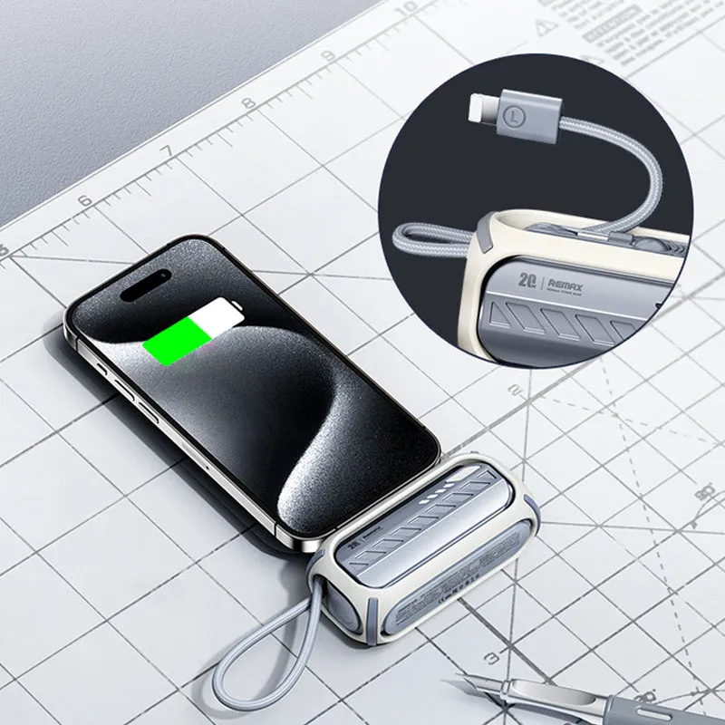 Fast charging rotating power bank with built-in cable