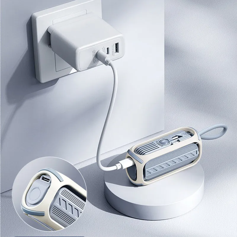 Fast charging rotating power bank with built-in cable