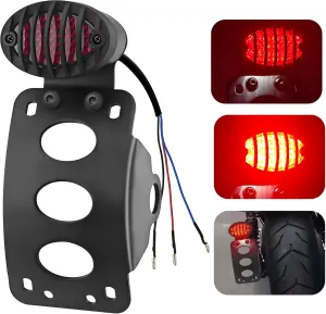FATECIM 1" Motorcycle LED Brake Tail Light with Bracket, Oval-shaped Motorcycle Rear License Plate Light Side Mount for Harley Sportster Bobber Chopper Cruiser Honda Yamaha Suzuki Kawasaki Black