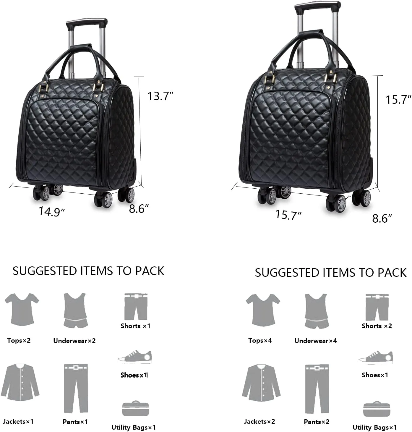 feilario 16in Leather Softside Underseat Carry on Suitcases Expandable Spinner Wheels Travel Luggage