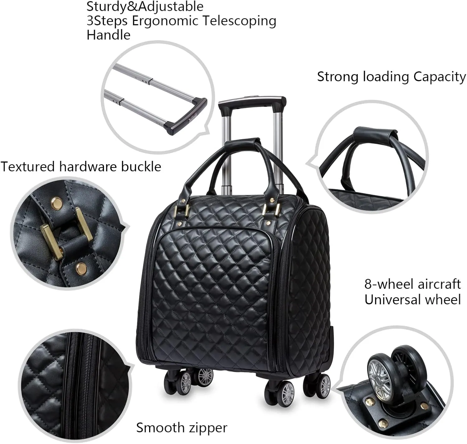 feilario 16in Leather Softside Underseat Carry on Suitcases Expandable Spinner Wheels Travel Luggage