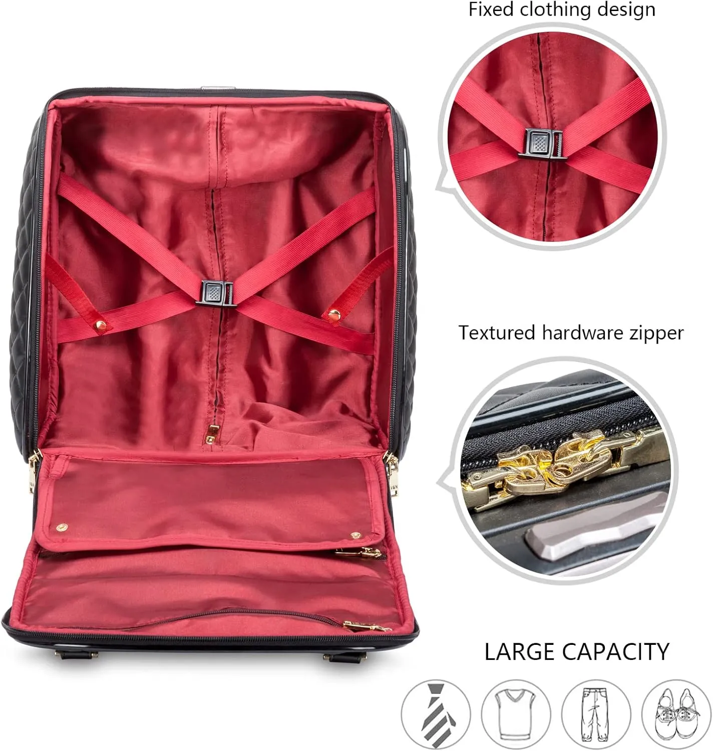 feilario 18in Leather Softside Underseat Carry on Suitcases Expandable Spinner Wheels Travel Luggage