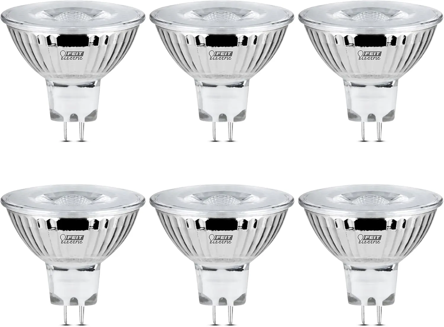 Feit Electric 6W LED Bulbs with 50W Equivalent, Dimmable, MR16 Light Bulbs, 22 Yrs. Lifetime, 500 Lumens, 3000K Warm White, 6 Bulbs - BPEXN/930CA/6