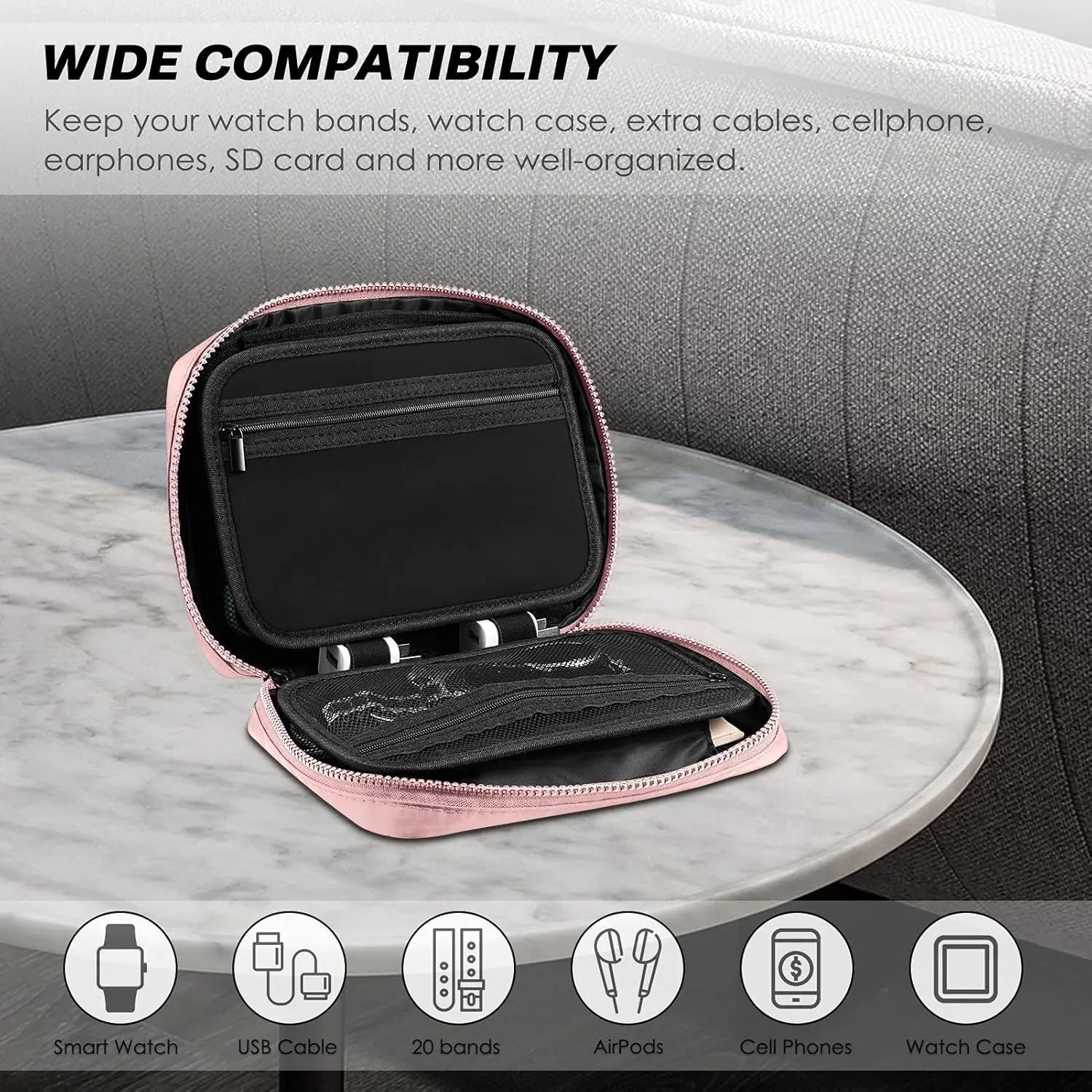 Fintie Watch Band Storage Bag Organizer, Travel Replacement Wrist Straps Carrying Case Pouch for Smartwatch Bands, Pin, Cable, Cases Accessories