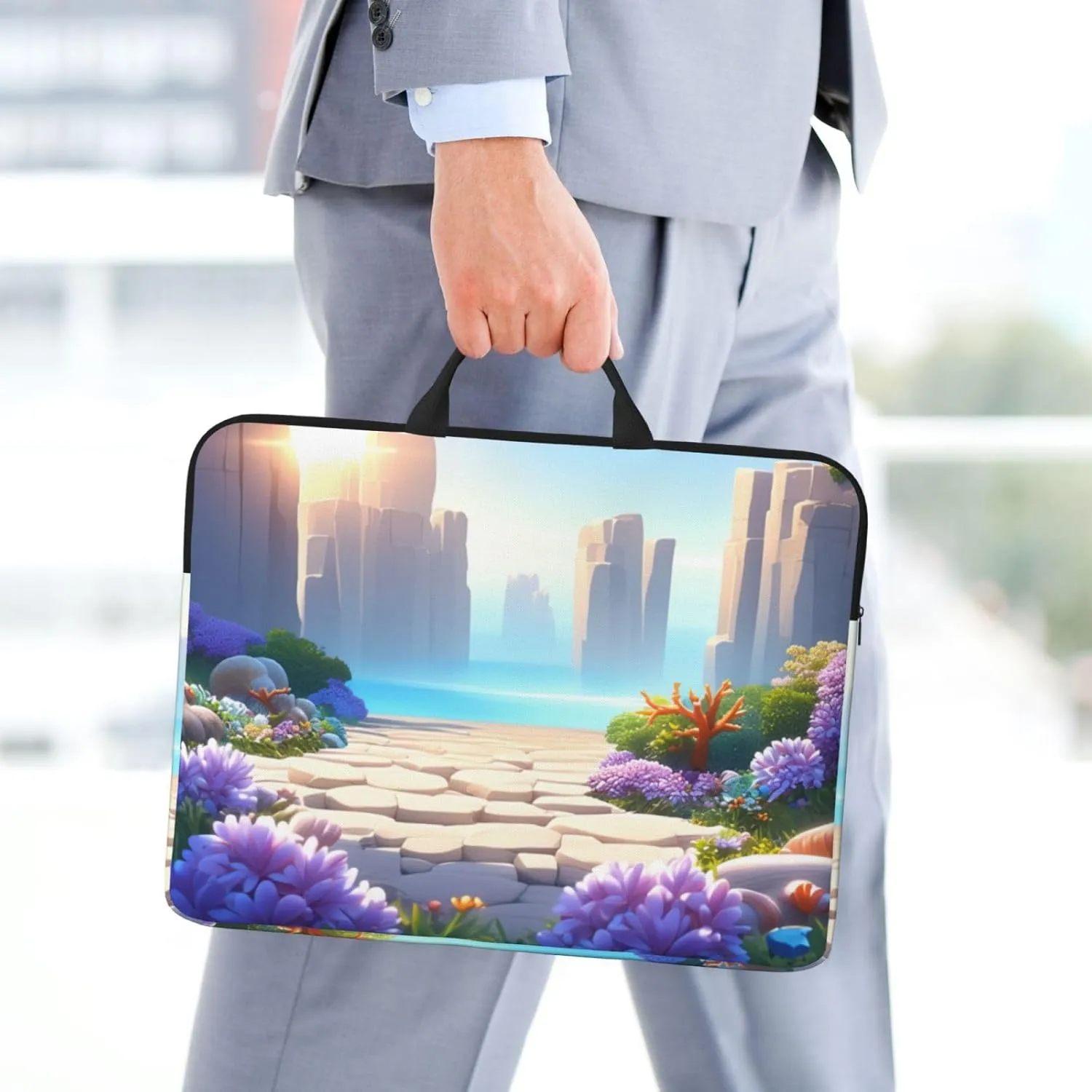 Flowery Paths and boulders 14 Inch Laptop Case, Water-Resistant and Shockproof Computer Cases for Laptopsï¼ŒSuitable for Daily Travel