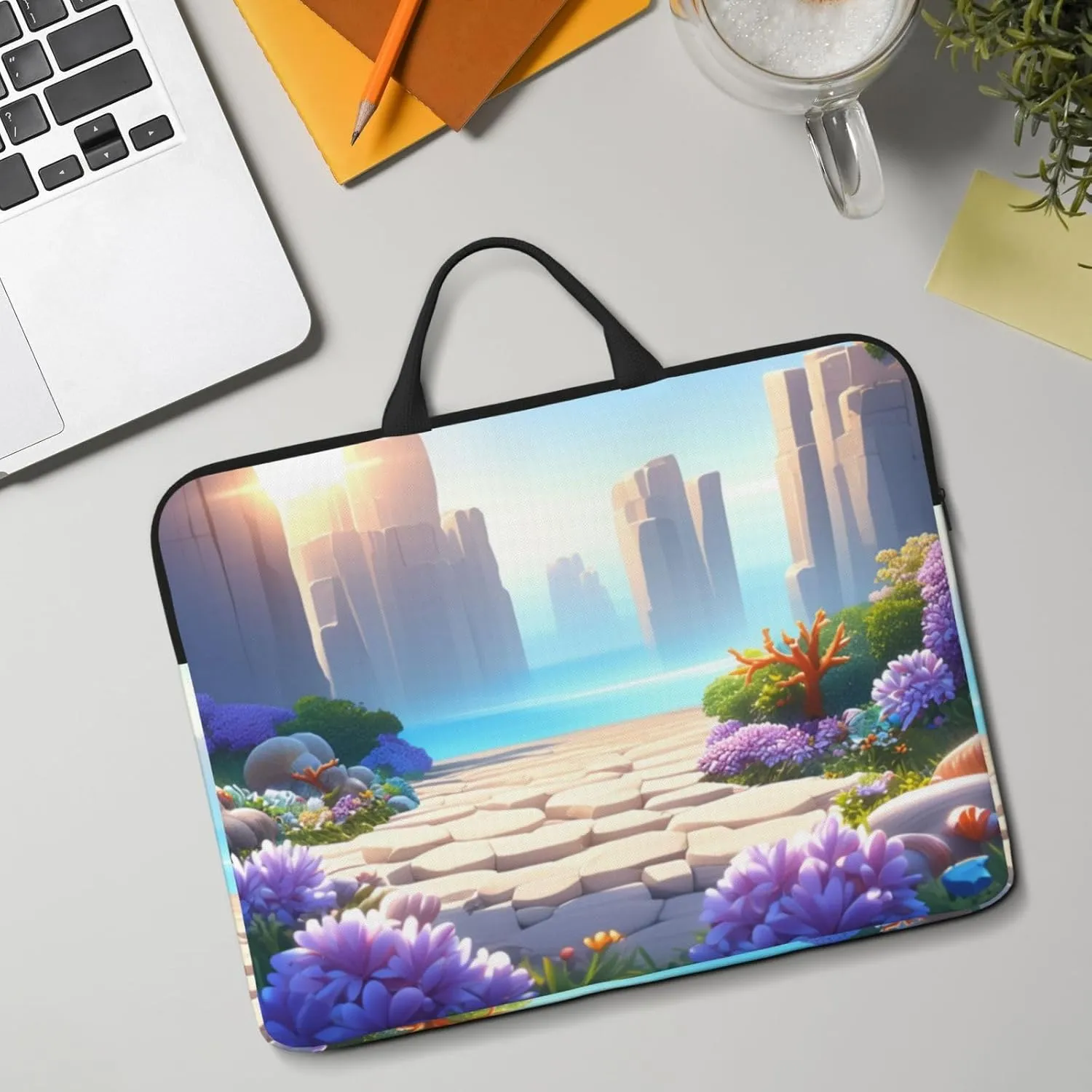Flowery Paths and boulders 14 Inch Laptop Case, Water-Resistant and Shockproof Computer Cases for Laptopsï¼ŒSuitable for Daily Travel