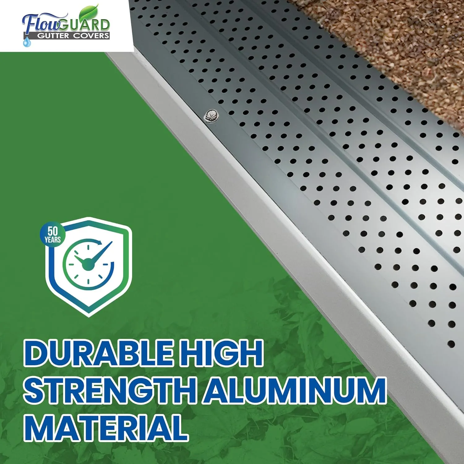 FlowGuard USA Made Slip Under Shingle Professional DIY Universal 5 Inch & 6 Inch 50-Year Gutter Cover System - Matte - Aluminum Gutter Guards - 102 Feet - by FlexxPoint