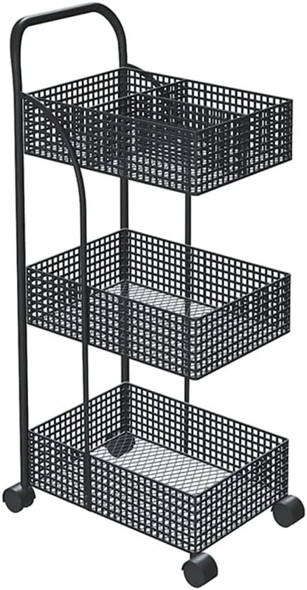 FLYIFE Iron Rack Bedroom Kitchen Metal Mobile Bathroom Storage Rack Wheeled Trolley Gold Kitchen Cart Kitchen Island