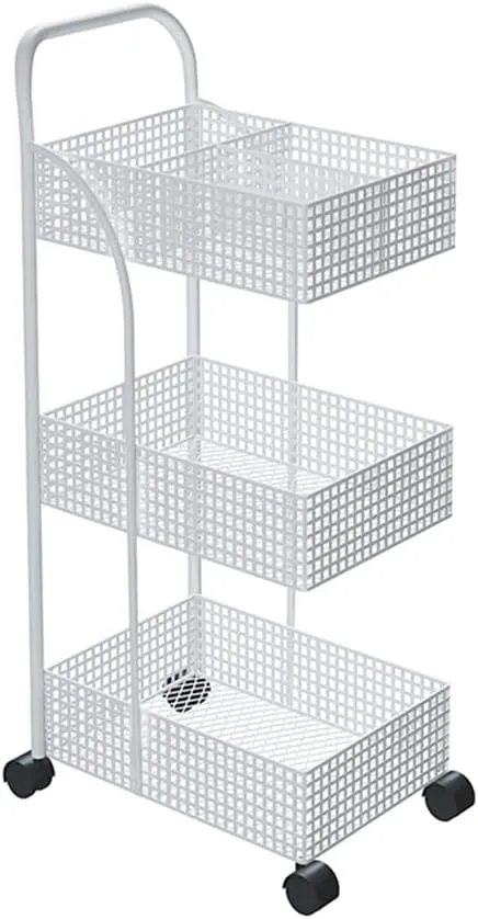 FLYIFE Iron Rack Bedroom Kitchen Metal Mobile Bathroom Storage Rack Wheeled Trolley Gold Kitchen Cart Kitchen Island/Gold/37X24X78