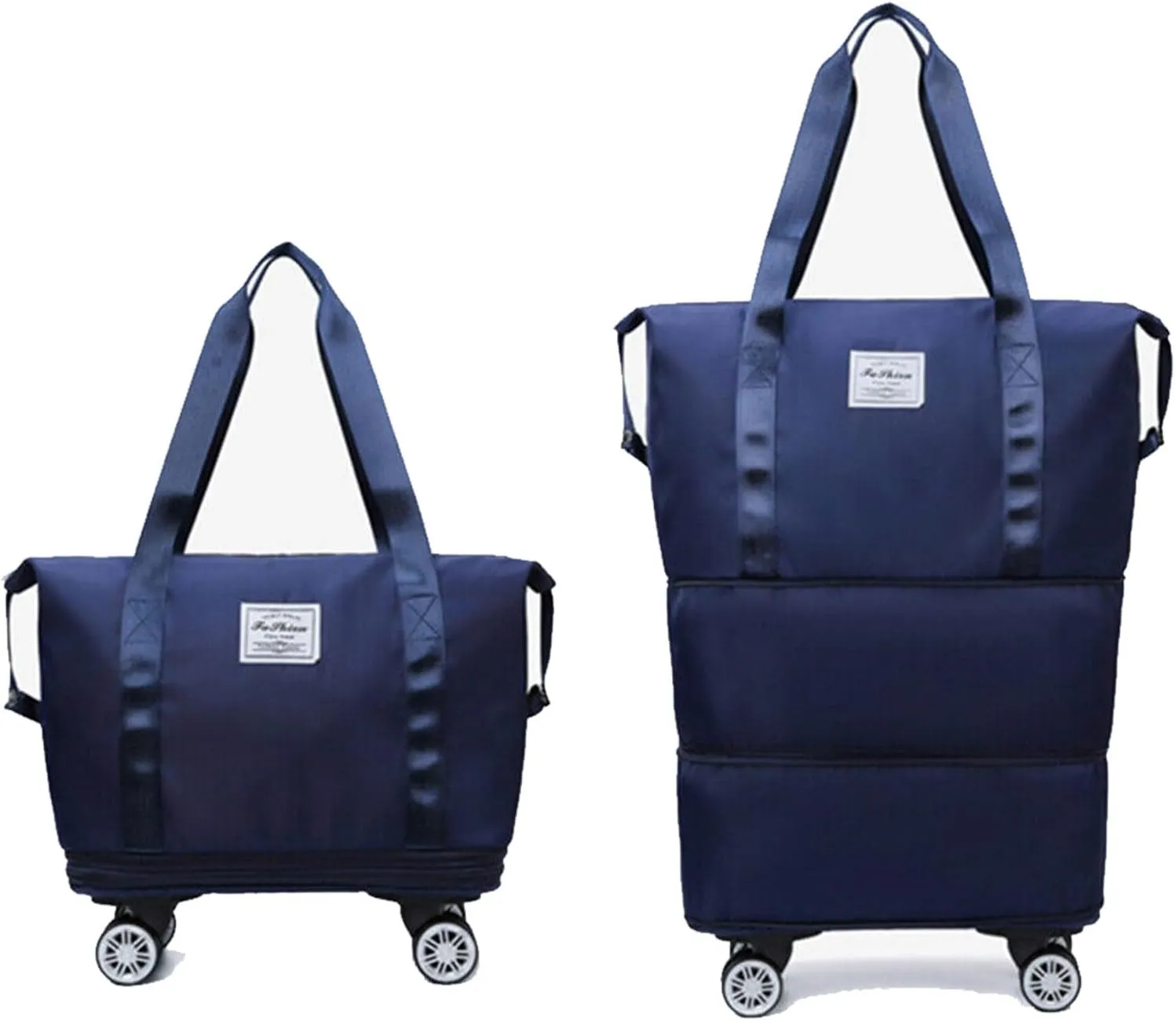 Foldable Travel Bag Expandable, 26" Rolling Duffle Bags with Wheels,Weekender with Rolling Wheels, Foldable Lightweight Suitcase for Travel and Storage, Dark Blue