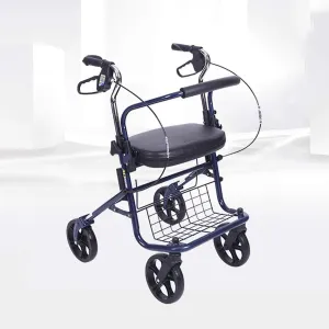 Foldable Walking Mobility Aid,Rollator,Shopping cart Trolley with Seat and Handbrake,for Elderly Adult Walking e (Blue) Decoration