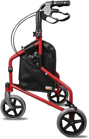 Folding Rollator 3 Big Wheels Rollator Walker for Elderly Adult, Portable Folding Step Assist with Handbrakes& Bag, 8 Inch Wheels, Lightweight/Outdoor/Indoor (Color : Blue)