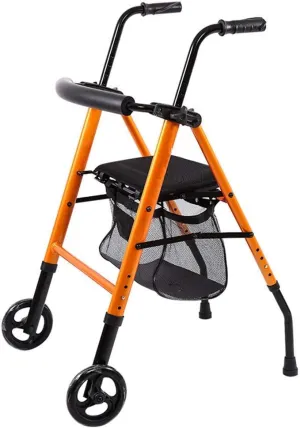 Folding Rollator Elderly, Foldable Rollator Four-Wheeled ge with Wheels Walking e Mobility Aid Height Adjustable Shopping Bag