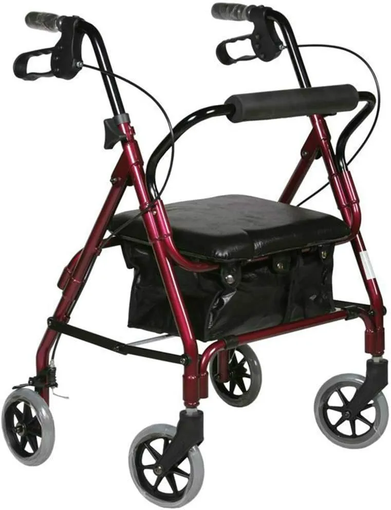 Folding Rollator Rollator Lightweight Folding Walker with Seat 4 Wheeled Walking Frame with Brakes Carry Bag Adjustable Height Perfect for Indoor and Outdoor Walking Frame with Wheels