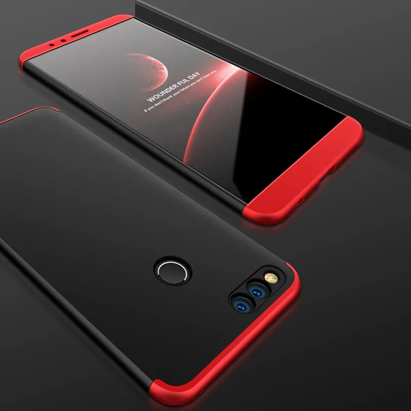 For HUAWEI Honor 7X 360 Degree Non-slip Shockproof Full Protective Back Case black