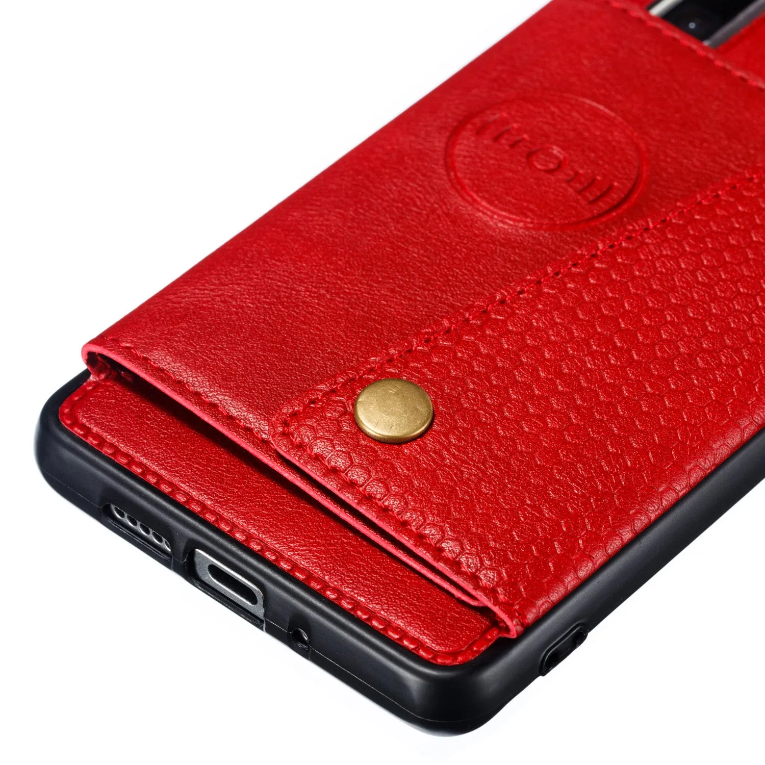 For Huawei P30 pro Double Buckle Non-slip Shockproof Cell Phone Case with Card Slot Bracket Light Brown