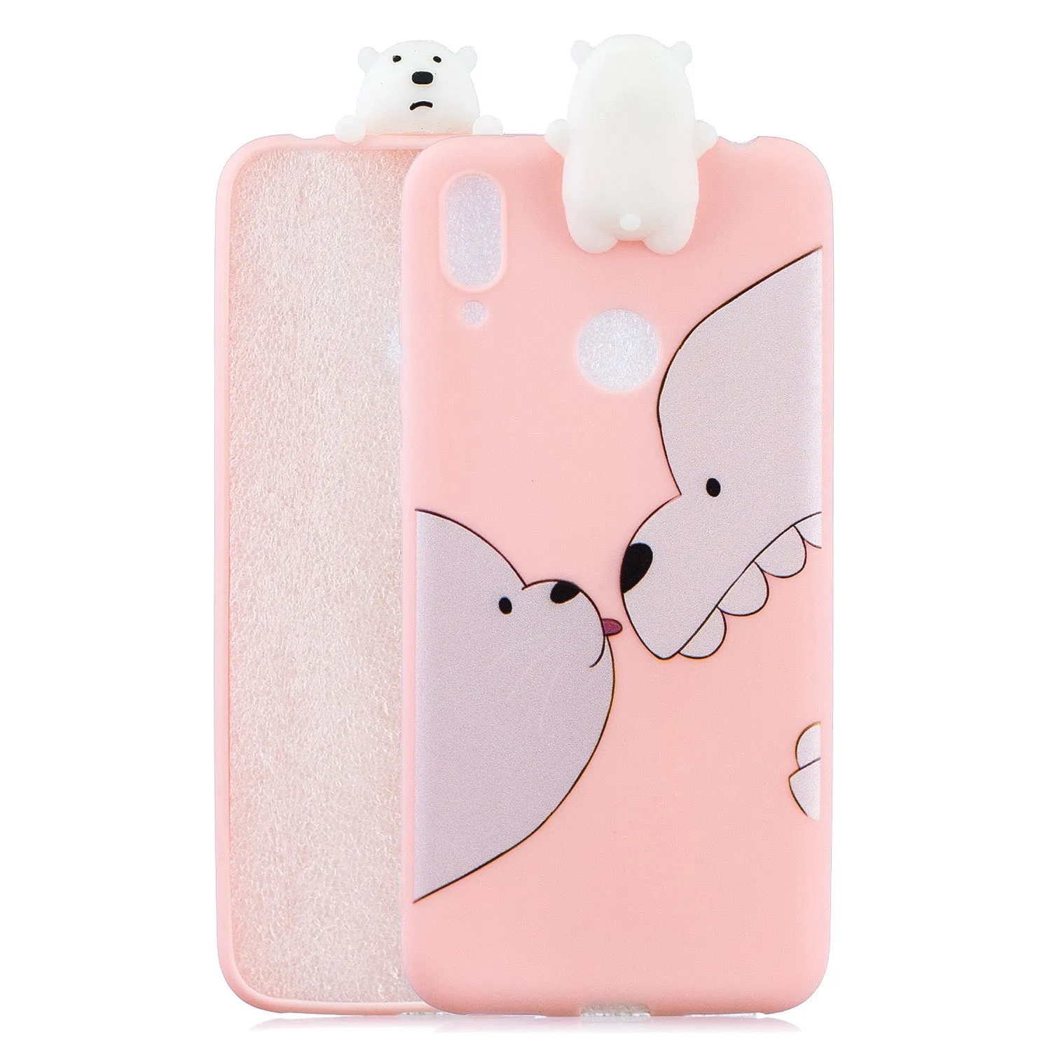 For Huawei Y6 2019 3D Cartoon Lovely Coloured Painted Soft TPU Back Cover Non-slip Shockproof Full Protective Case Love unicorn