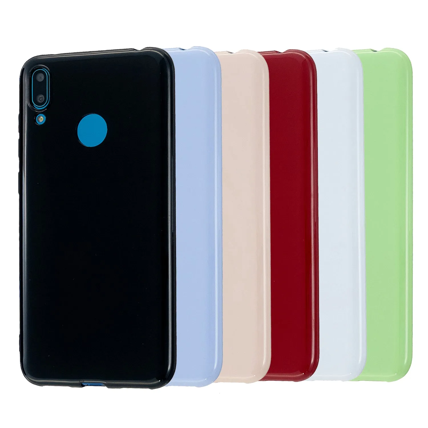 For HUAWEI Y6/Y7 Prime 2019 Glossy TPU Phone Case Mobile Phone Soft Cover Full Body Protection Milk white