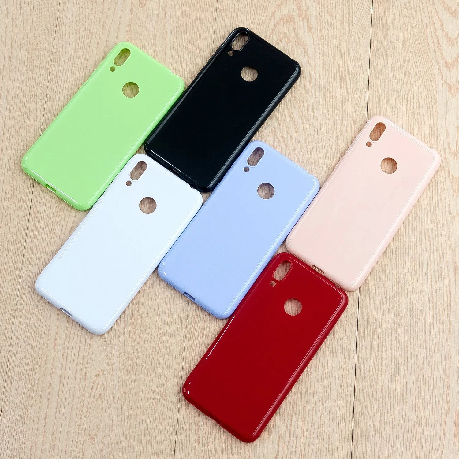 For HUAWEI Y6/Y7 Prime 2019 Glossy TPU Phone Case Mobile Phone Soft Cover Full Body Protection Taro purple
