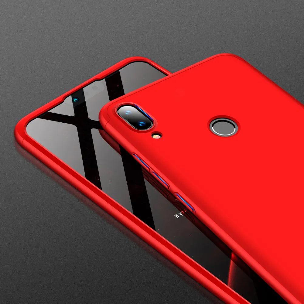 for HUAWEI Y9 2019 Ultra Slim PC Back Cover Non-slip Shockproof 360 Degree Full Protective Case Red black red_HUAWEI Y9 2019