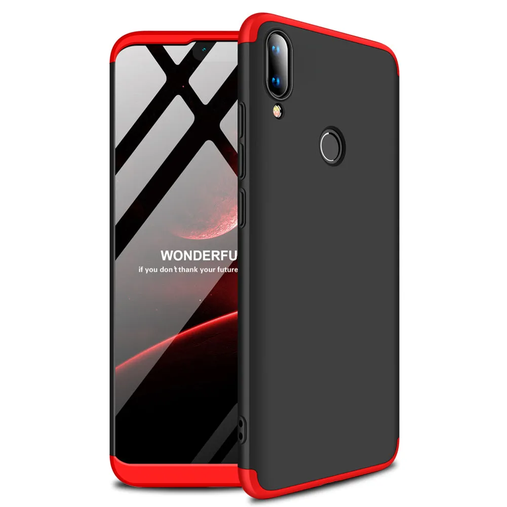 for HUAWEI Y9 2019 Ultra Slim PC Back Cover Non-slip Shockproof 360 Degree Full Protective Case Red black red_HUAWEI Y9 2019