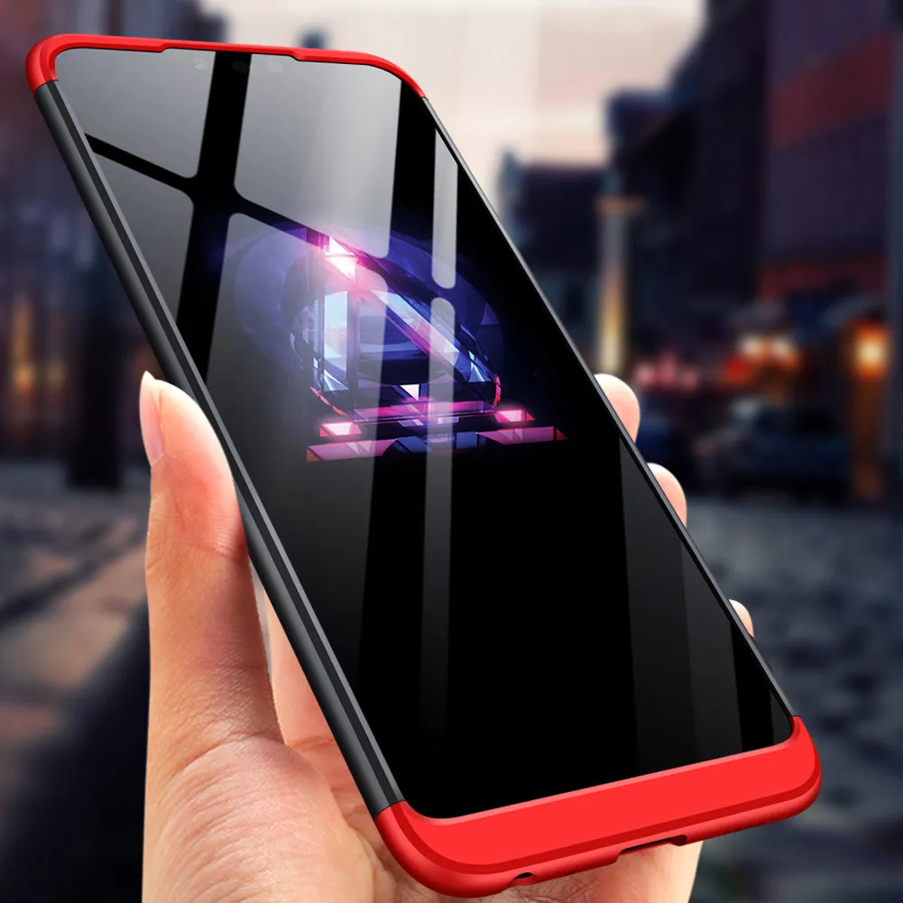 for HUAWEI Y9 2019 Ultra Slim PC Back Cover Non-slip Shockproof 360 Degree Full Protective Case Red black red_HUAWEI Y9 2019