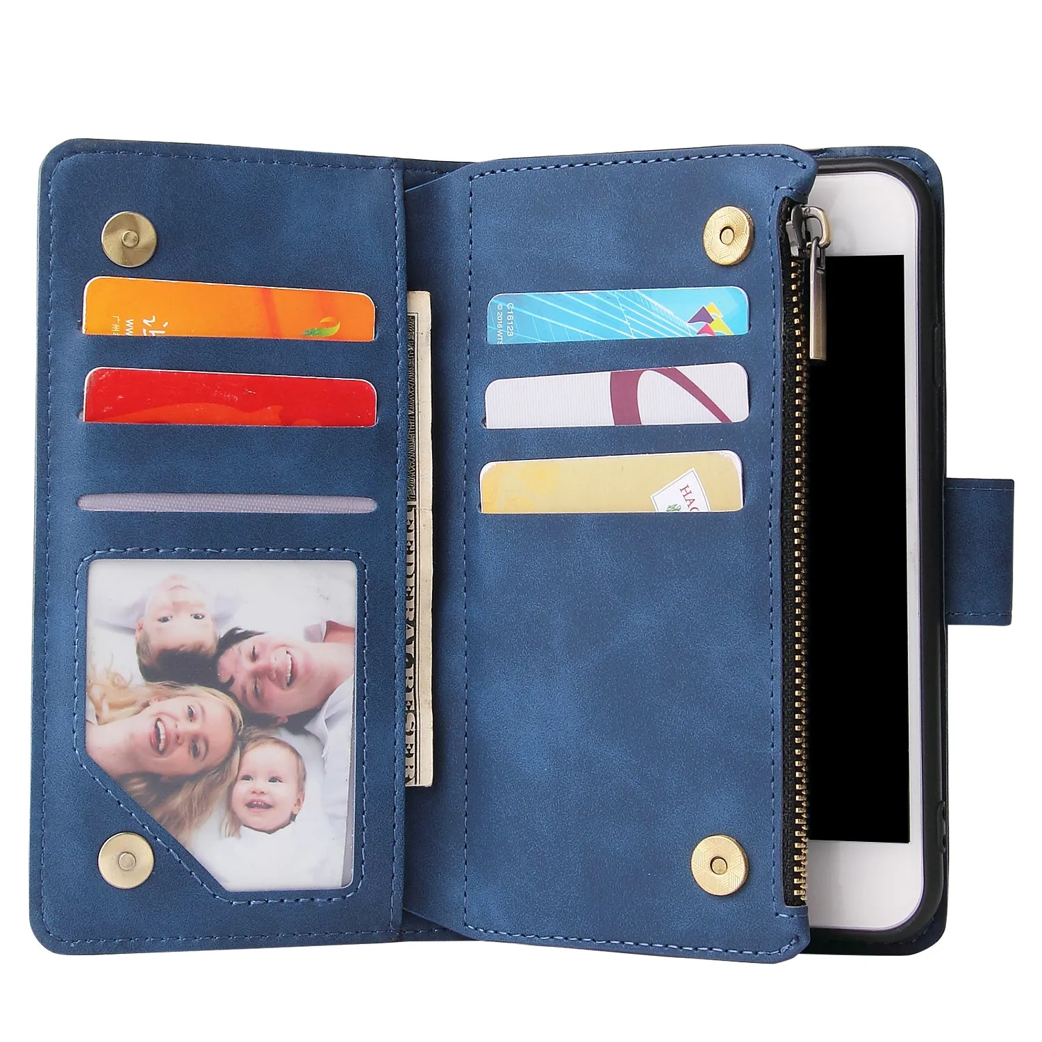 For iPhone 6 / 6S iPhone 6 plus / 6S plus iPhone 7 / 8 iPhone 7 plus / 8 plus Smart Phone Cover Coin Pocket with Cards Bracket Zipper Phone PU Leather Case Phone Cover  iPhone 7 / 8