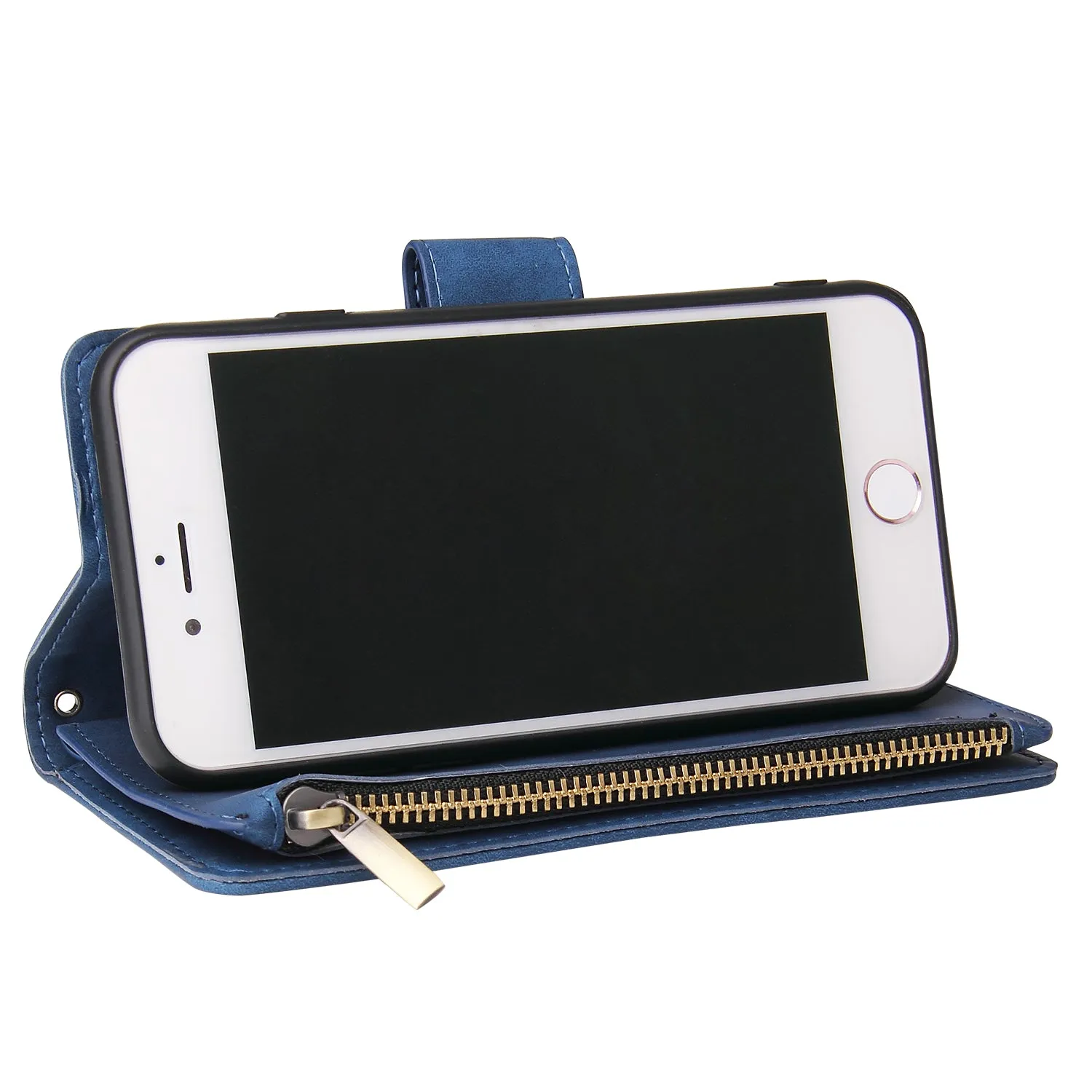 For iPhone 6 / 6S iPhone 6 plus / 6S plus iPhone 7 / 8 iPhone 7 plus / 8 plus Smart Phone Cover Coin Pocket with Cards Bracket Zipper Phone PU Leather Case Phone Cover  iPhone 7 / 8