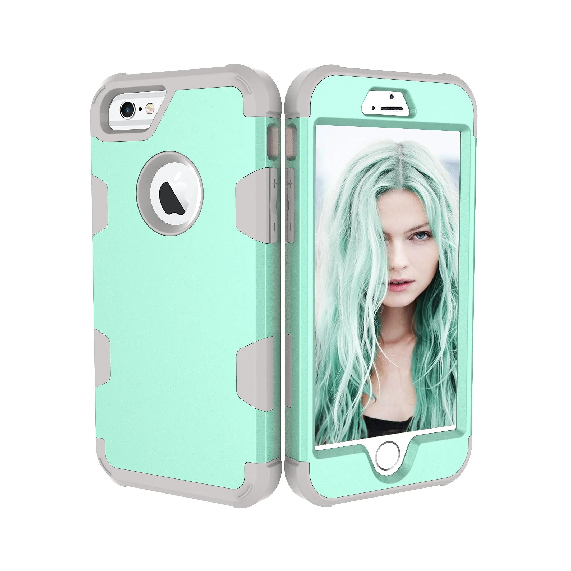 For iPhone 6/6S PC  Silicone 2 in 1 Hit Color Tri-proof Shockproof Dustproof Anti-fall Protective Cover Back Case Gold   black