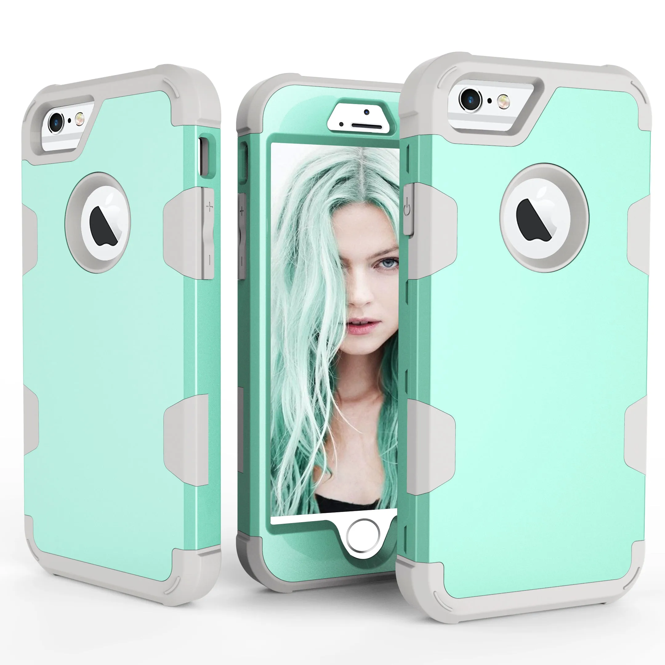 For iPhone 6/6S PC  Silicone 2 in 1 Hit Color Tri-proof Shockproof Dustproof Anti-fall Protective Cover Back Case Gold   black