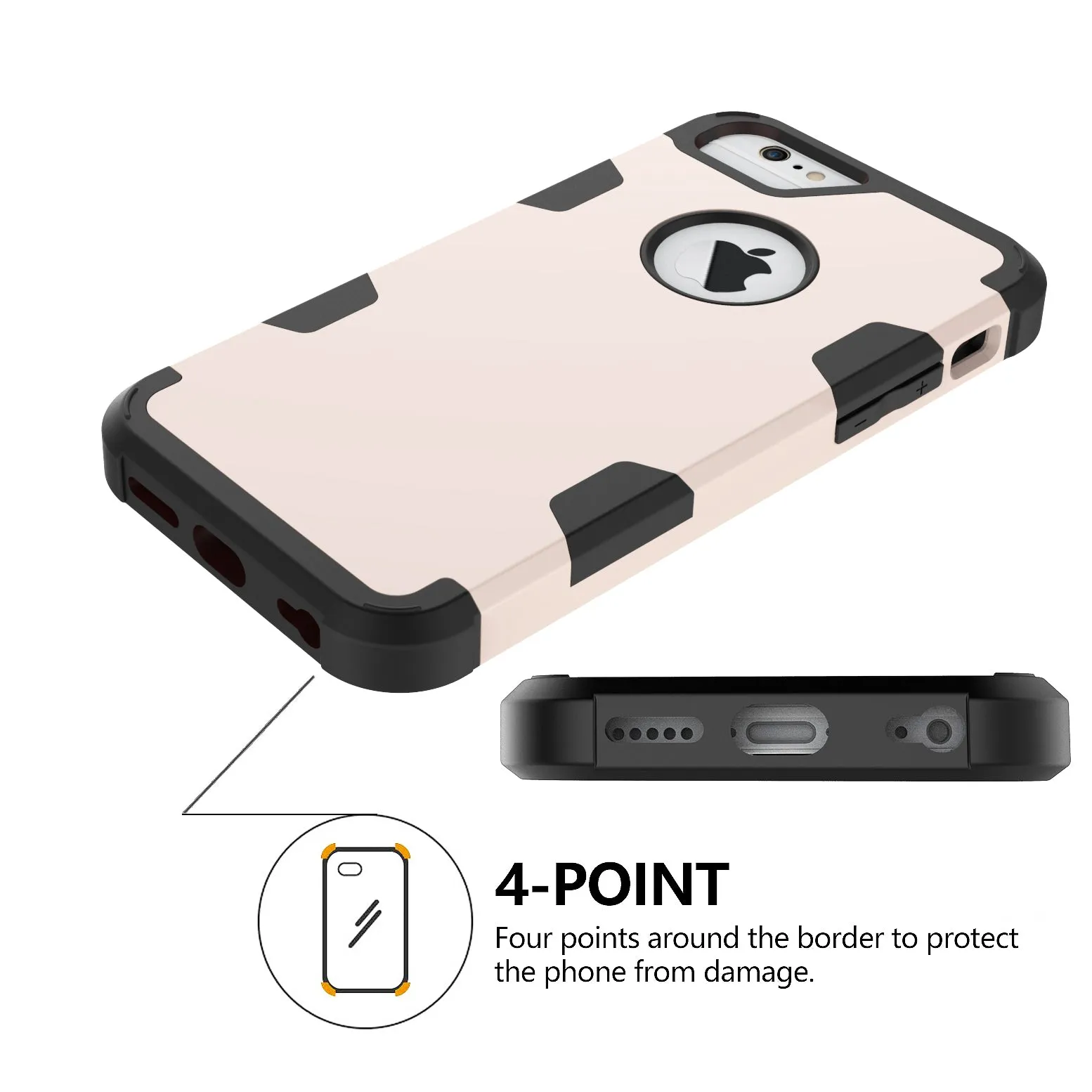 For iPhone 6/6S PC  Silicone 2 in 1 Hit Color Tri-proof Shockproof Dustproof Anti-fall Protective Cover Back Case Gold   black