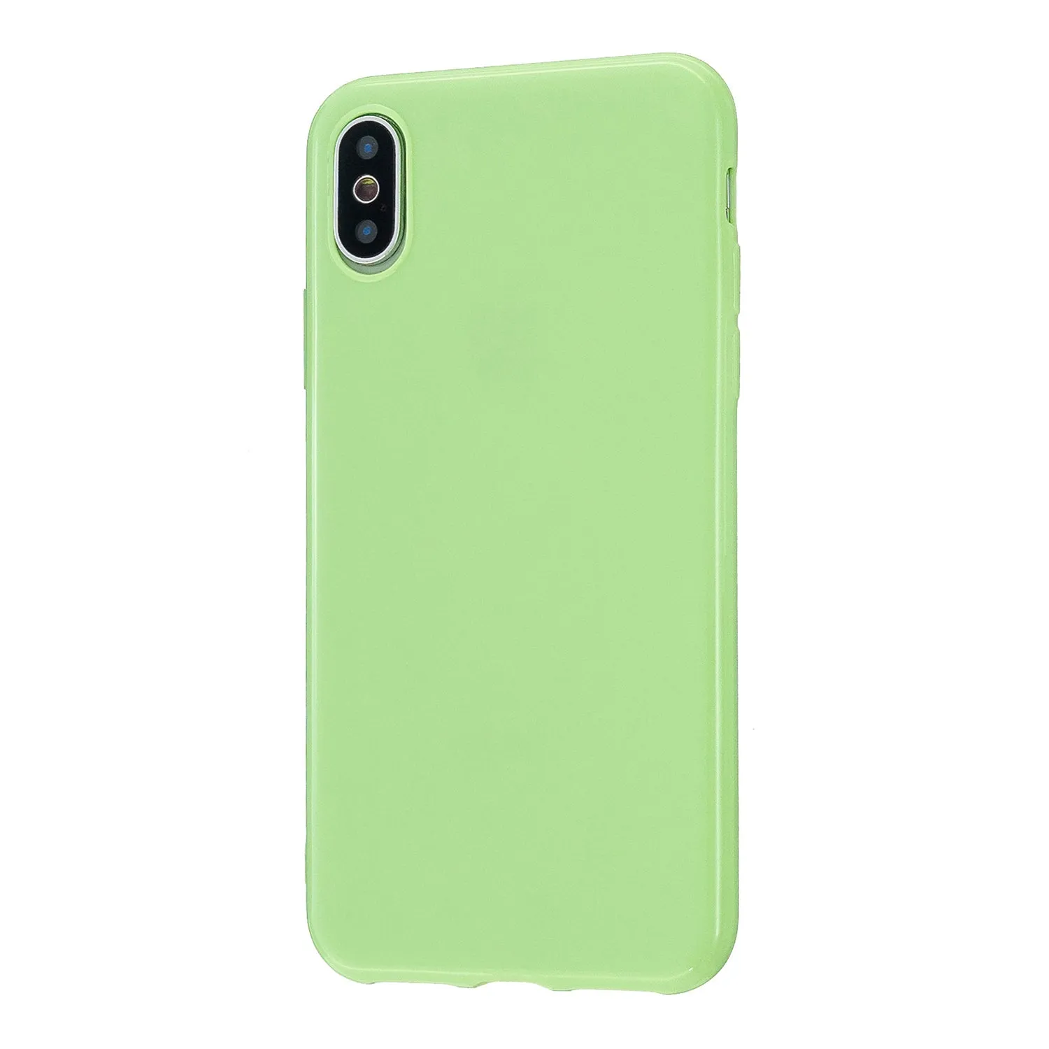 For iPhone X/XS/XS Max/XR  Cellphone Cover Slim Fit Bumper Protective Case Glossy TPU Mobile Phone Shell Fluorescent green