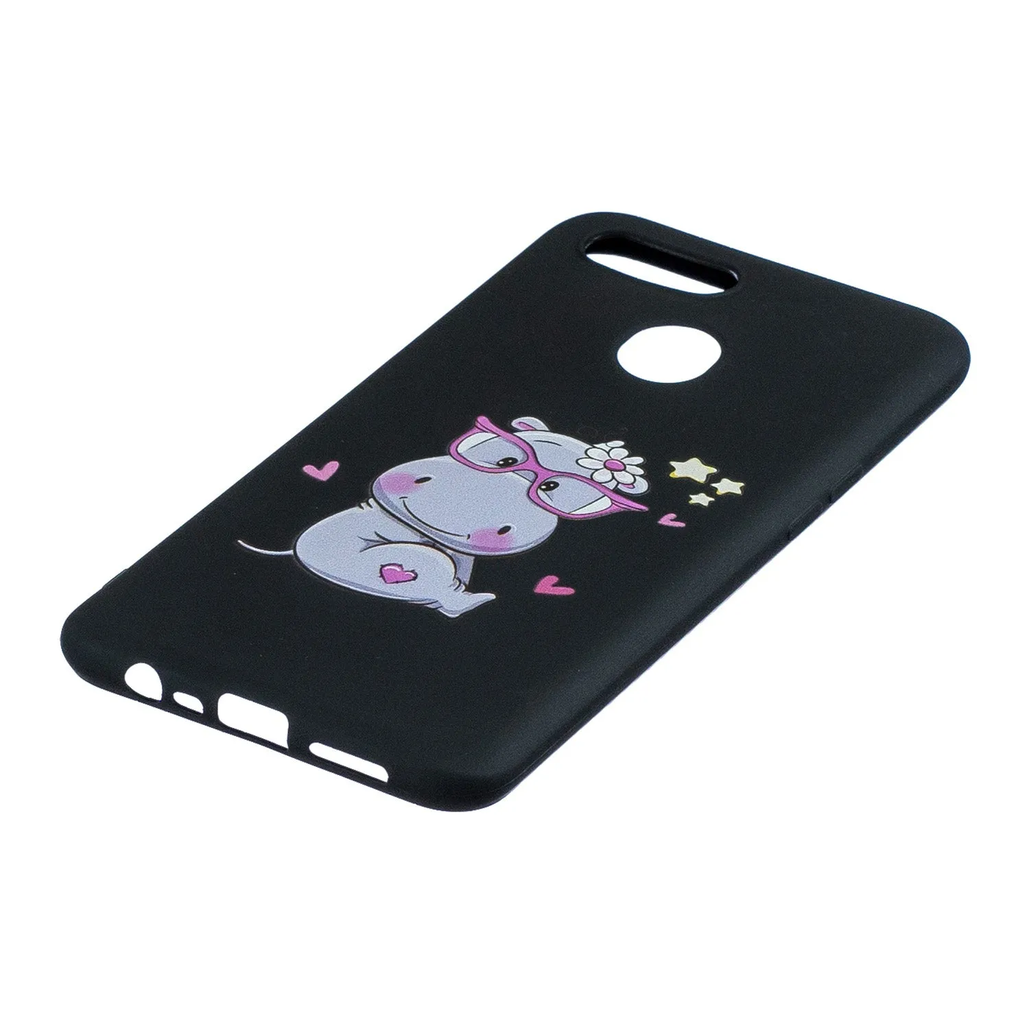 For OPPO A7 Cartoon Lovely Coloured Painted Soft TPU Back Cover Non-slip Shockproof Full Protective Case with Lanyard yellow