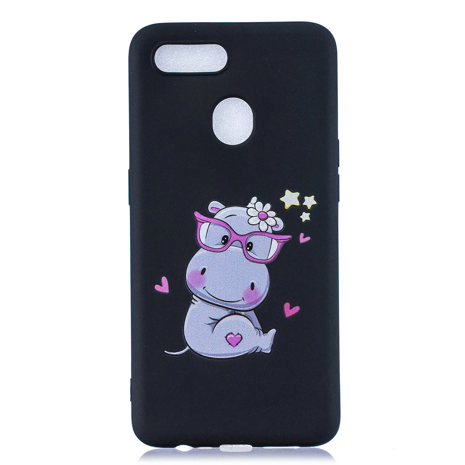 For OPPO A7 Cartoon Lovely Coloured Painted Soft TPU Back Cover Non-slip Shockproof Full Protective Case with Lanyard yellow