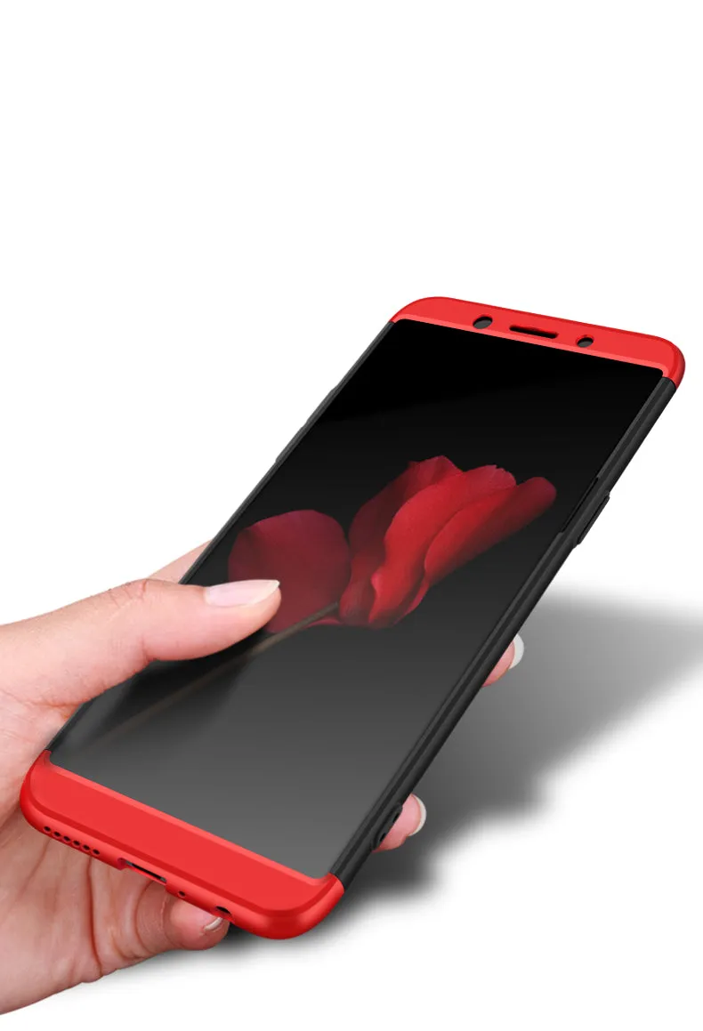 For OPPO A83/A1 Ultra Slim PC Back Cover Non-slip Shockproof 360 Degree Full Protective Case red