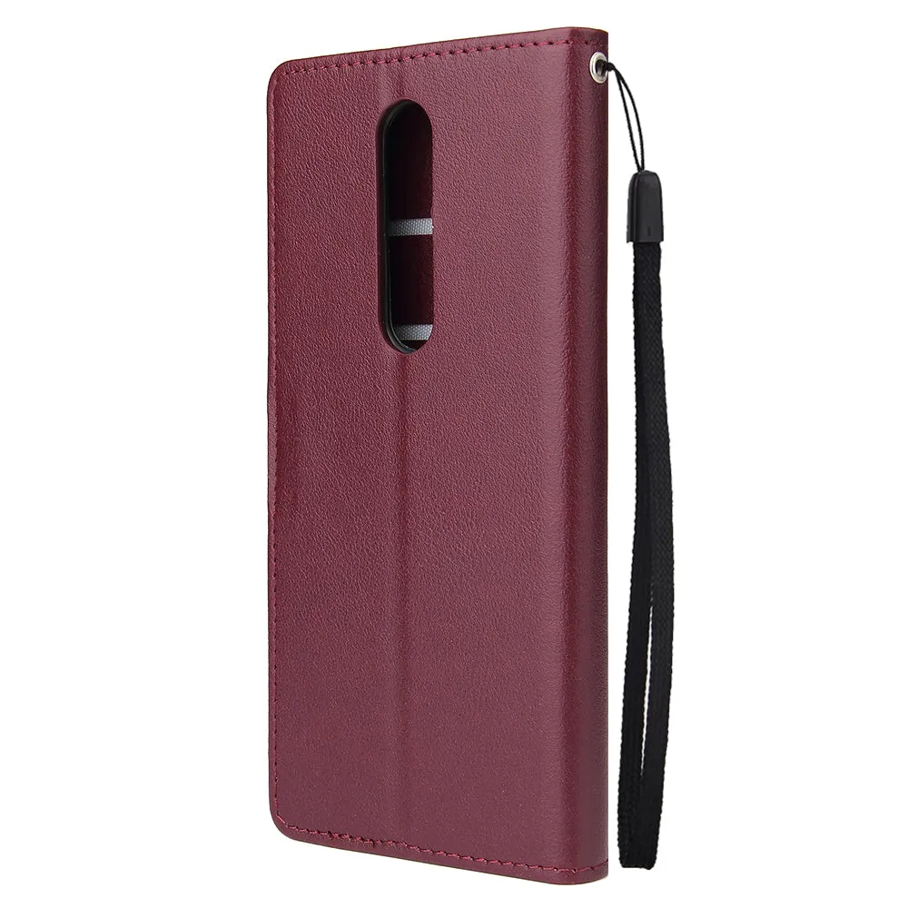 For OPPO F11 pro Wallet-type PU Leather Protective Phone Case with Buckle & 3 Card Position Red wine
