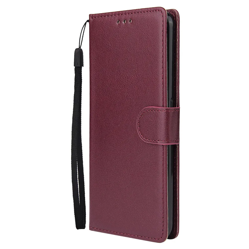 For OPPO F11 pro Wallet-type PU Leather Protective Phone Case with Buckle & 3 Card Position Red wine