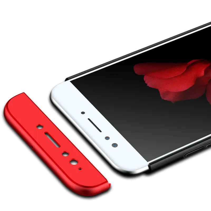 For OPPO F3 PLUS Ultra Slim PC Back Cover Non-slip Shockproof 360 Degree Full Protective Case Red black red
