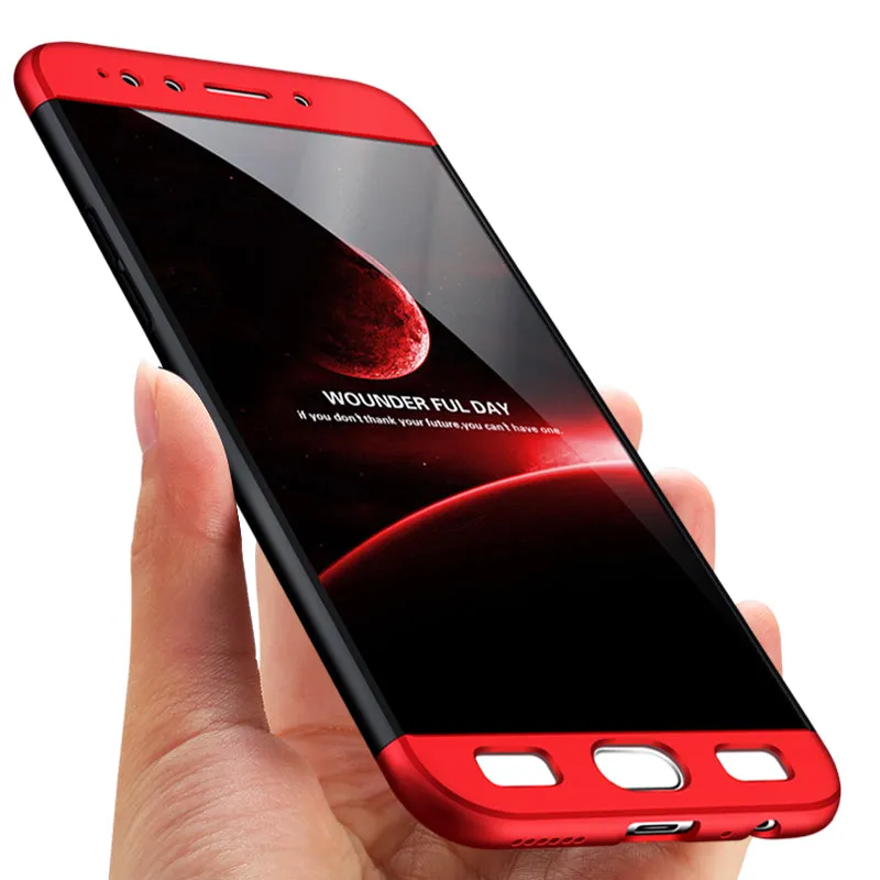 For OPPO F3 PLUS Ultra Slim PC Back Cover Non-slip Shockproof 360 Degree Full Protective Case Red black red