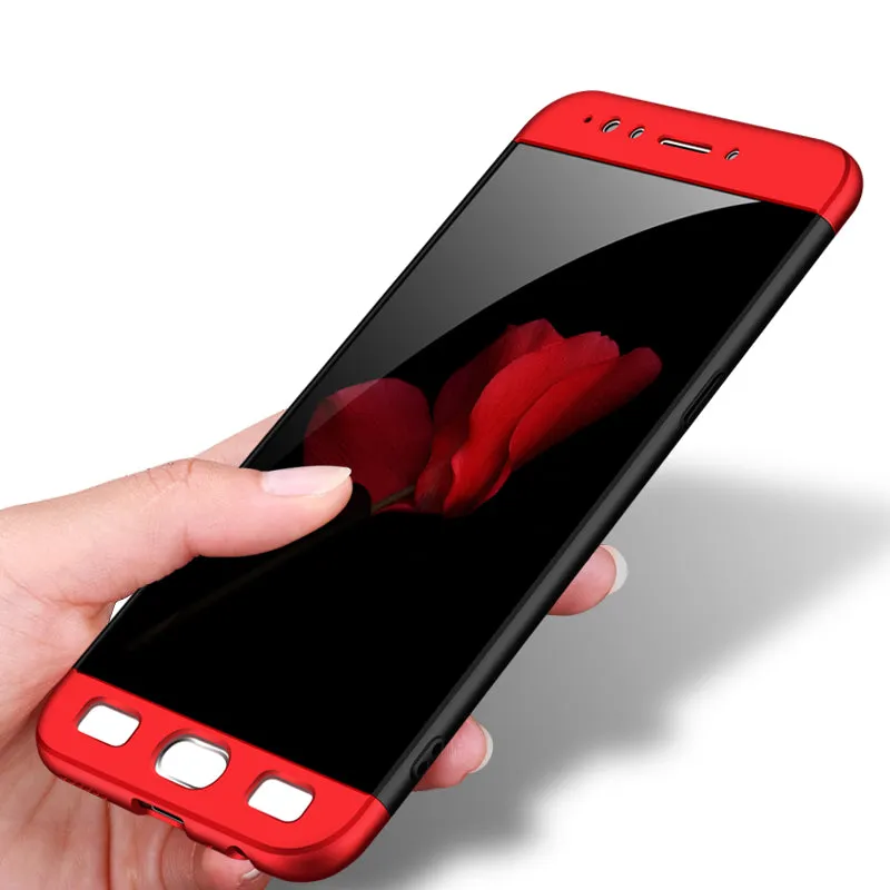 For OPPO F3 PLUS Ultra Slim PC Back Cover Non-slip Shockproof 360 Degree Full Protective Case Red black red
