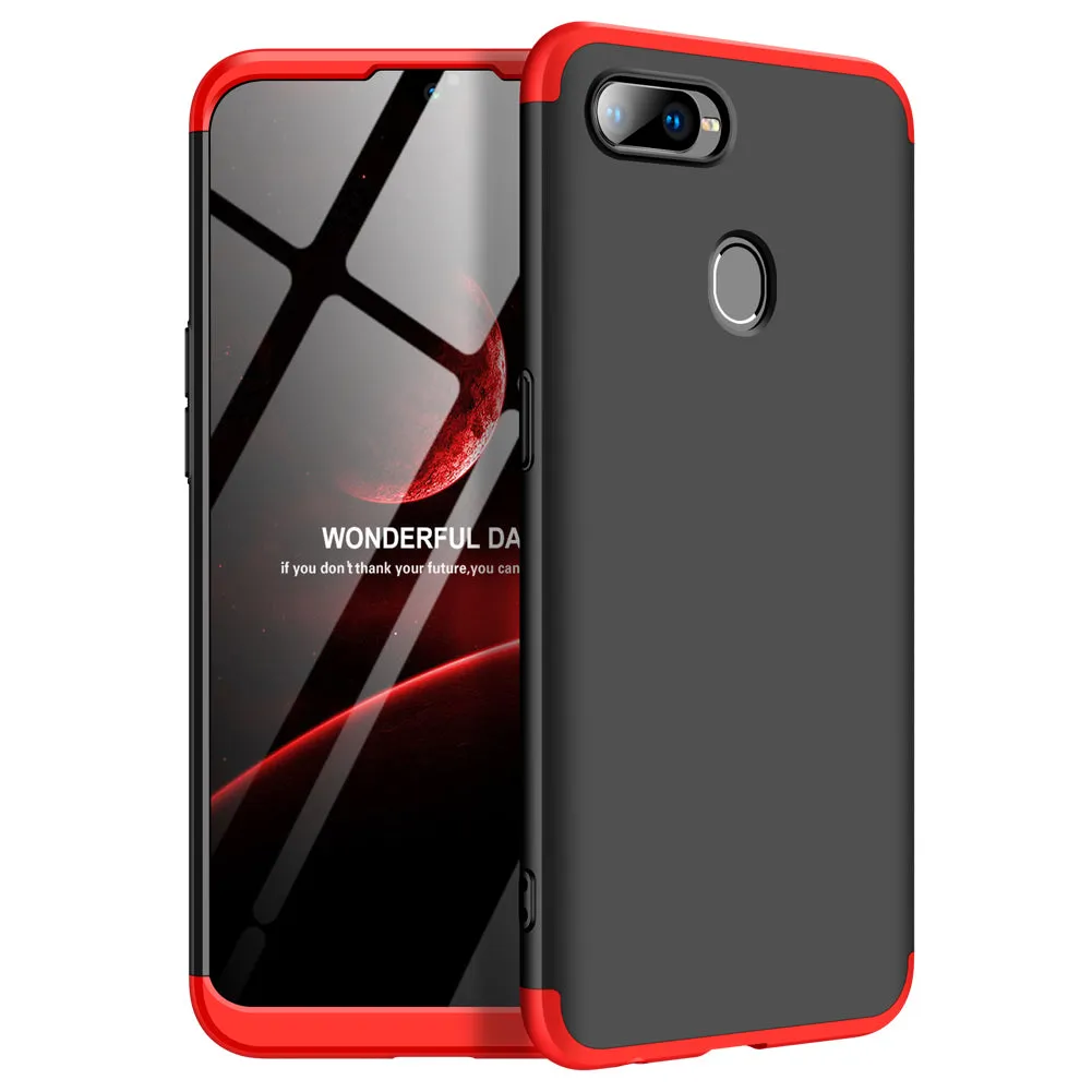 For OPPO F9/F9 Pro 3 in 1 360 Degree Non-slip Shockproof Full Protective Case Red black red