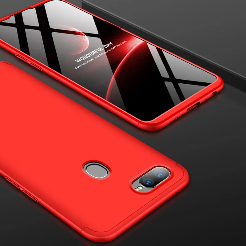 For OPPO F9/F9 Pro 3 in 1 360 Degree Non-slip Shockproof Full Protective Case Red black red