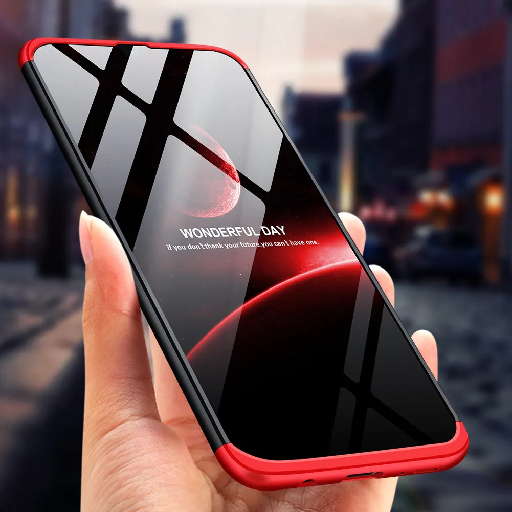 For Samsung A30 Ultra Slim PC Back Cover Non-slip Shockproof 360 Degree Full Protective Case Red black red