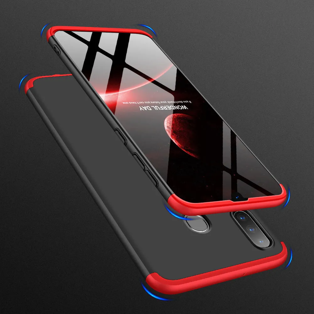 For Samsung A30 Ultra Slim PC Back Cover Non-slip Shockproof 360 Degree Full Protective Case Red black red
