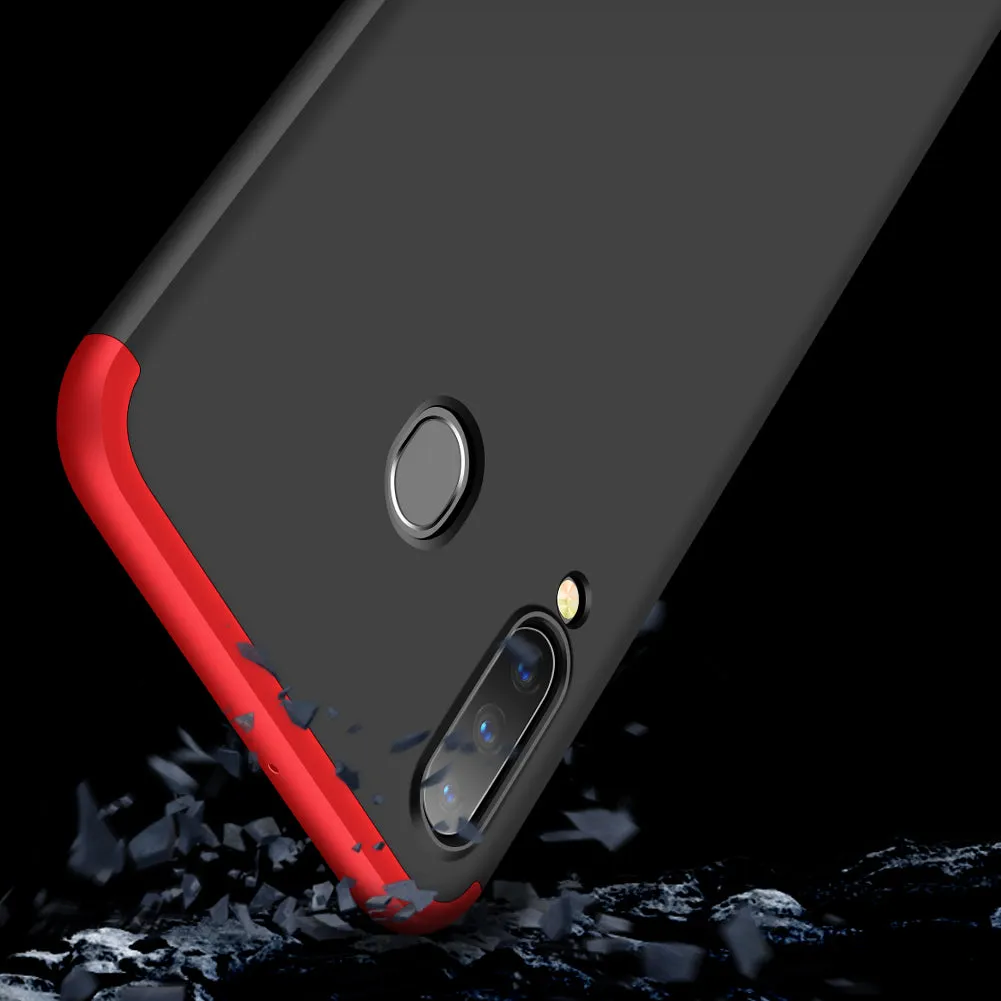 For Samsung A30 Ultra Slim PC Back Cover Non-slip Shockproof 360 Degree Full Protective Case Red black red