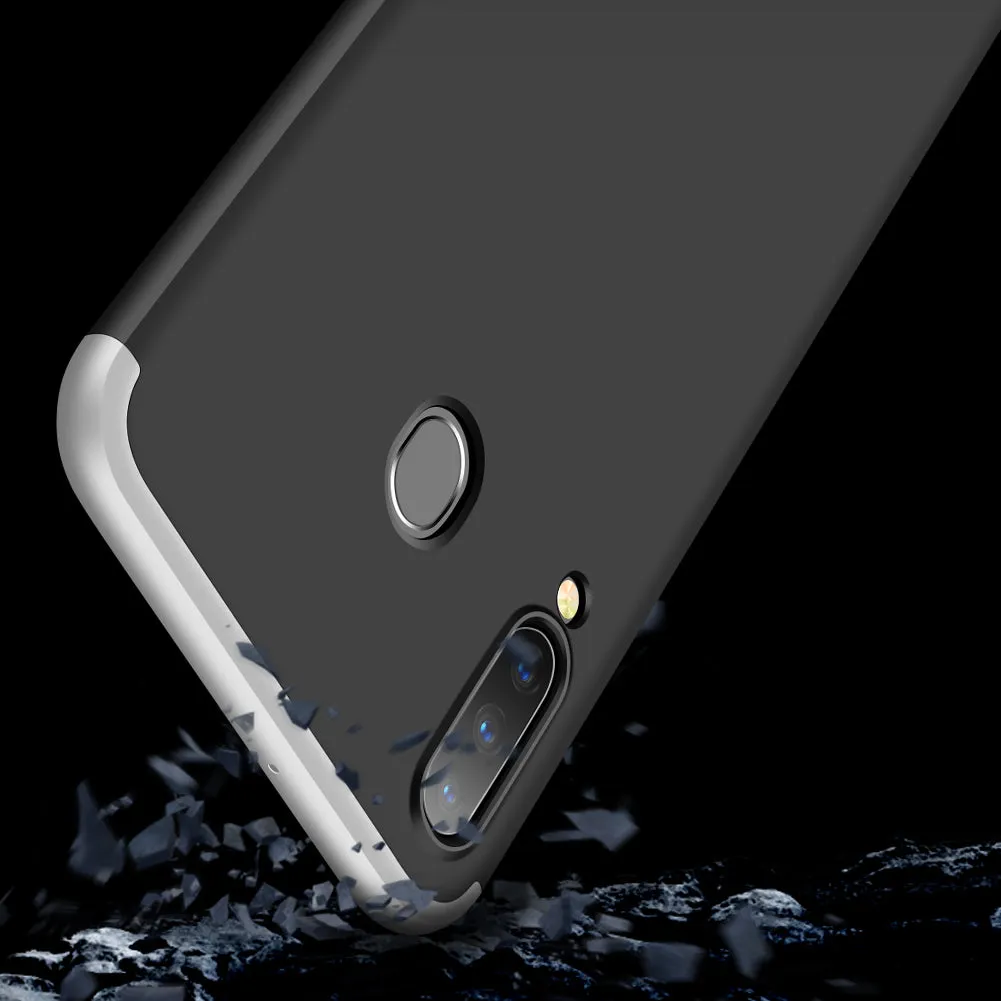 For Samsung A30 Ultra Slim PC Back Cover Non-slip Shockproof 360 Degree Full Protective Case Silver black silver